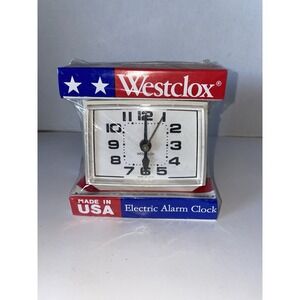 Vintage Westclox Electric Alarm Clock New White New Old Stock Made In USA
